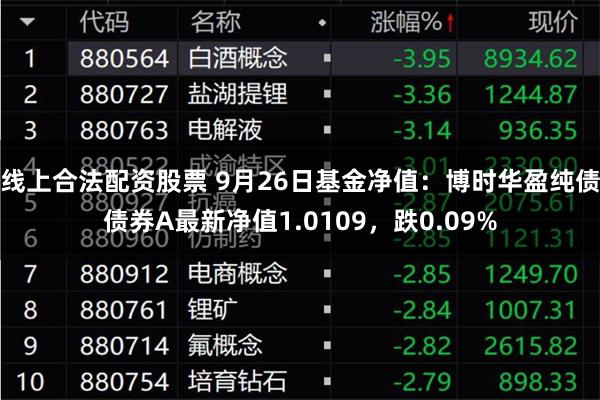 线上合法配资股票 9月26日基金净值：博时华盈纯债债券A最新净值1.0109，跌0.09%